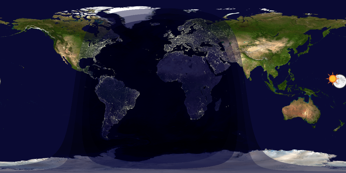 Verdenskart som viser dag og natt 