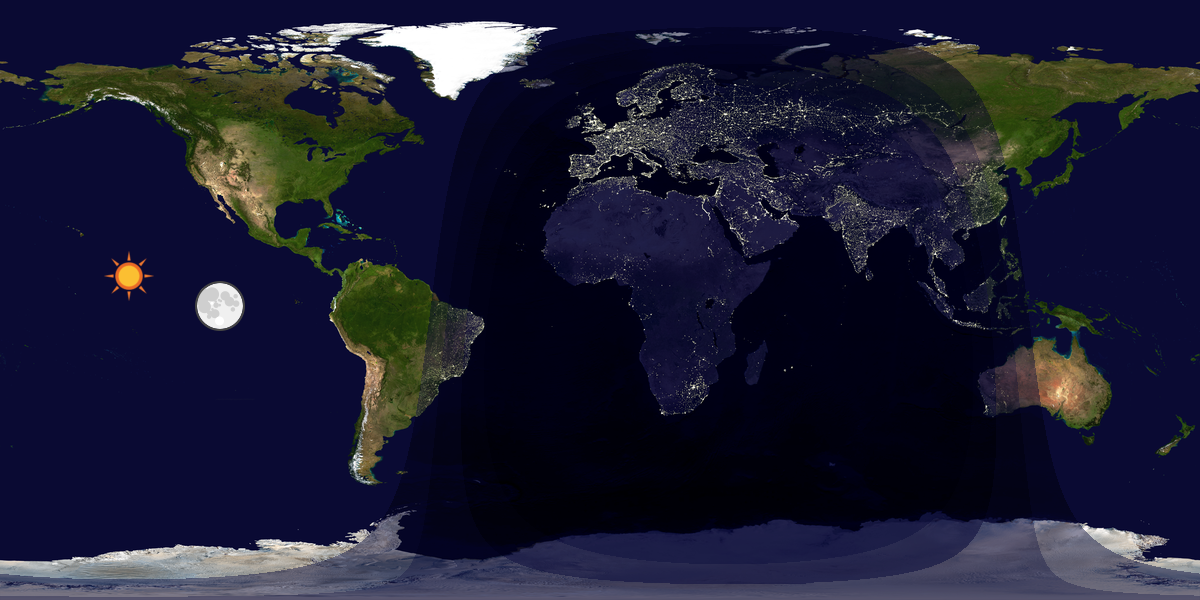 Verdenskart som viser dag og natt 