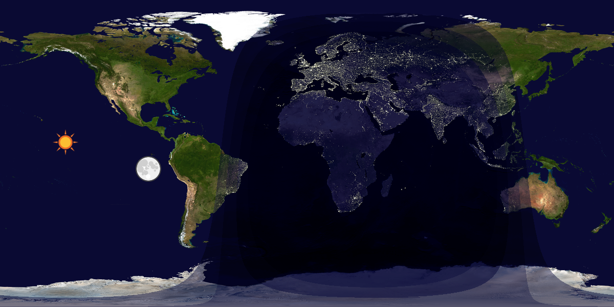 Verdenskart som viser dag og natt 