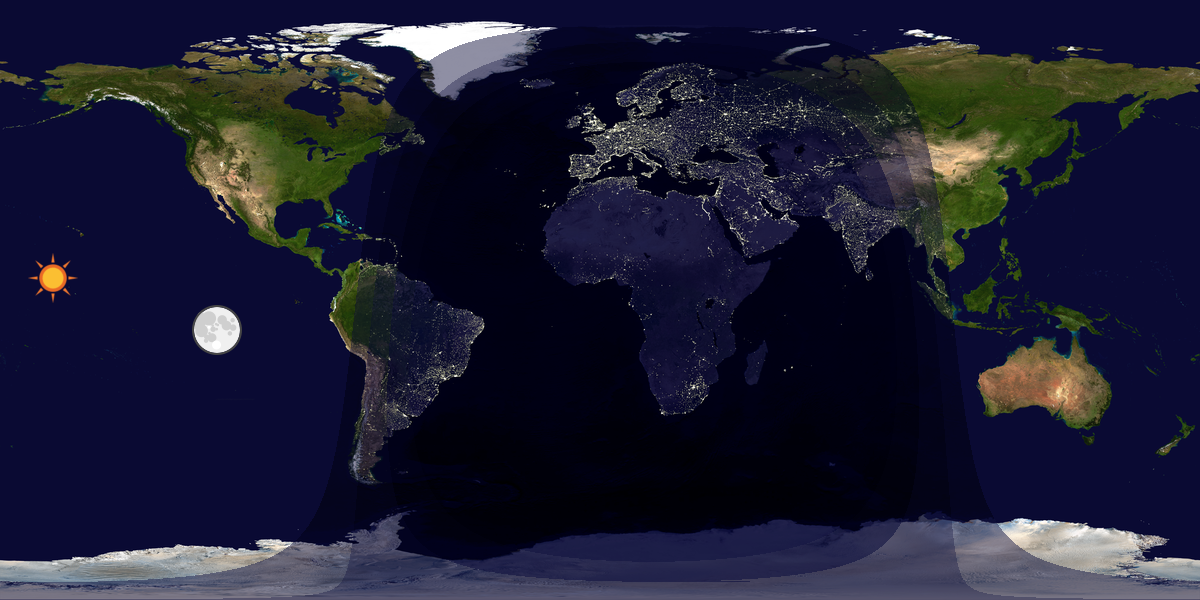 Verdenskart som viser dag og natt 