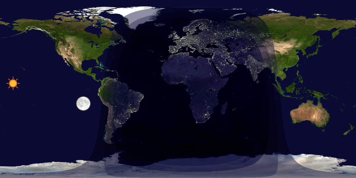 Verdenskart som viser dag og natt 