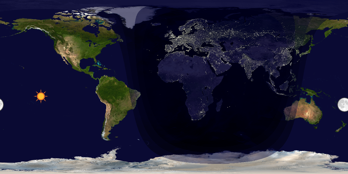 Verdenskart som viser dag og natt 