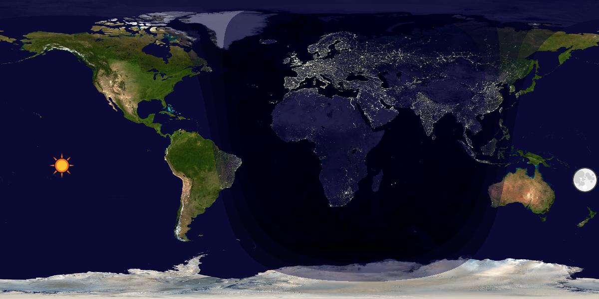 Verdenskart som viser dag og natt 