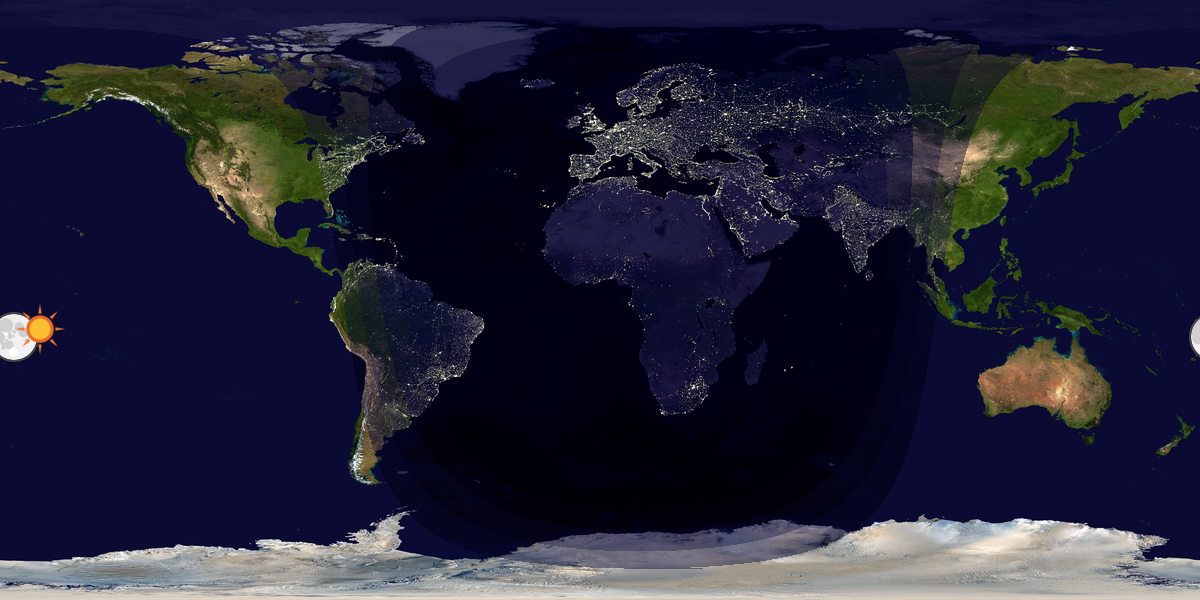Verdenskart som viser dag og natt 