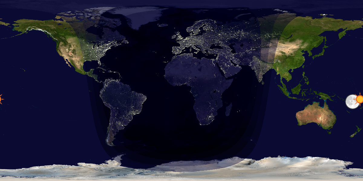 Verdenskart som viser dag og natt 