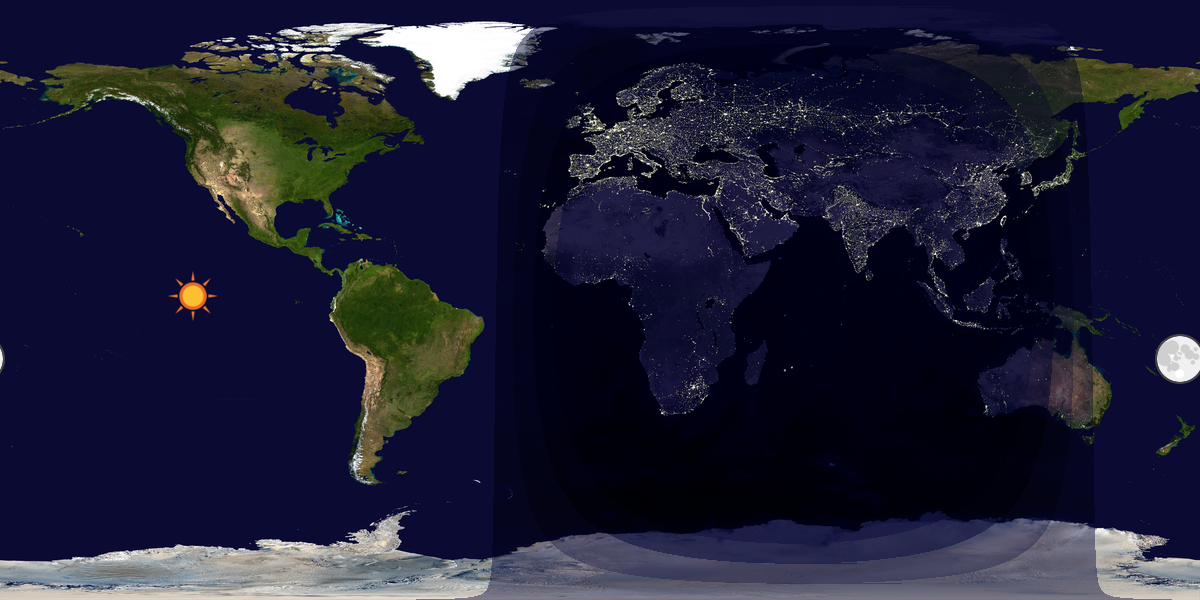 Verdenskart som viser dag og natt 