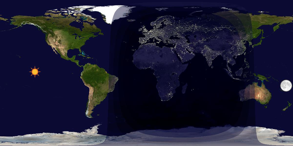 Verdenskart som viser dag og natt 