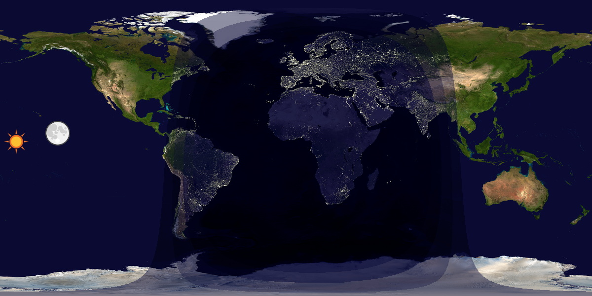 Verdenskart som viser dag og natt 