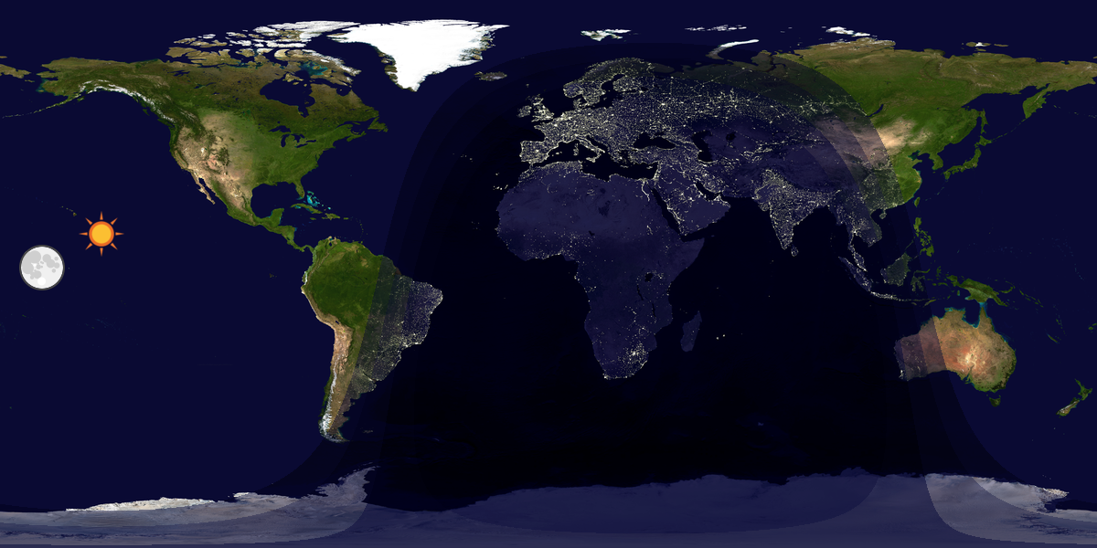 Verdenskart som viser dag og natt 