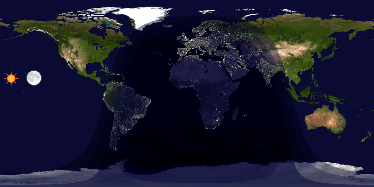 Verdenskart som viser dag og natt 