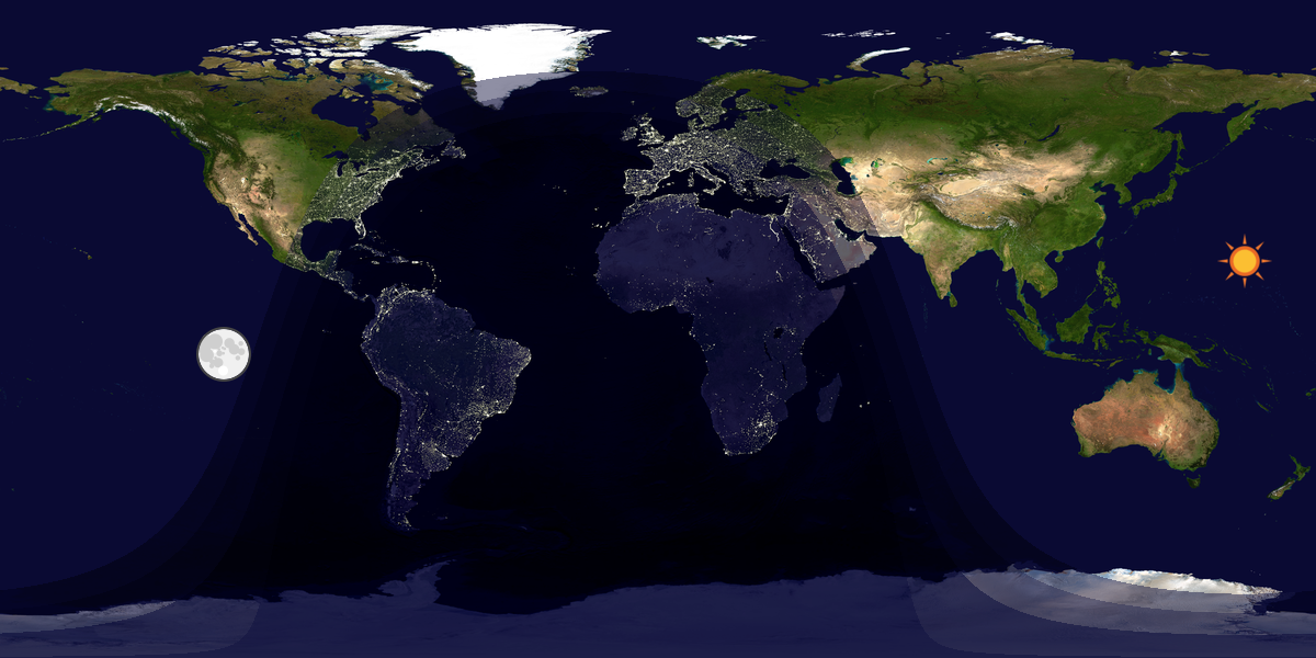 Verdenskart som viser dag og natt 