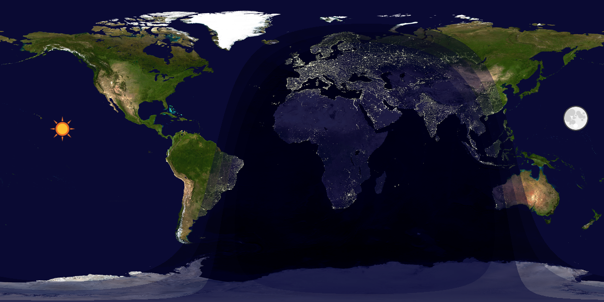 Verdenskart som viser dag og natt 