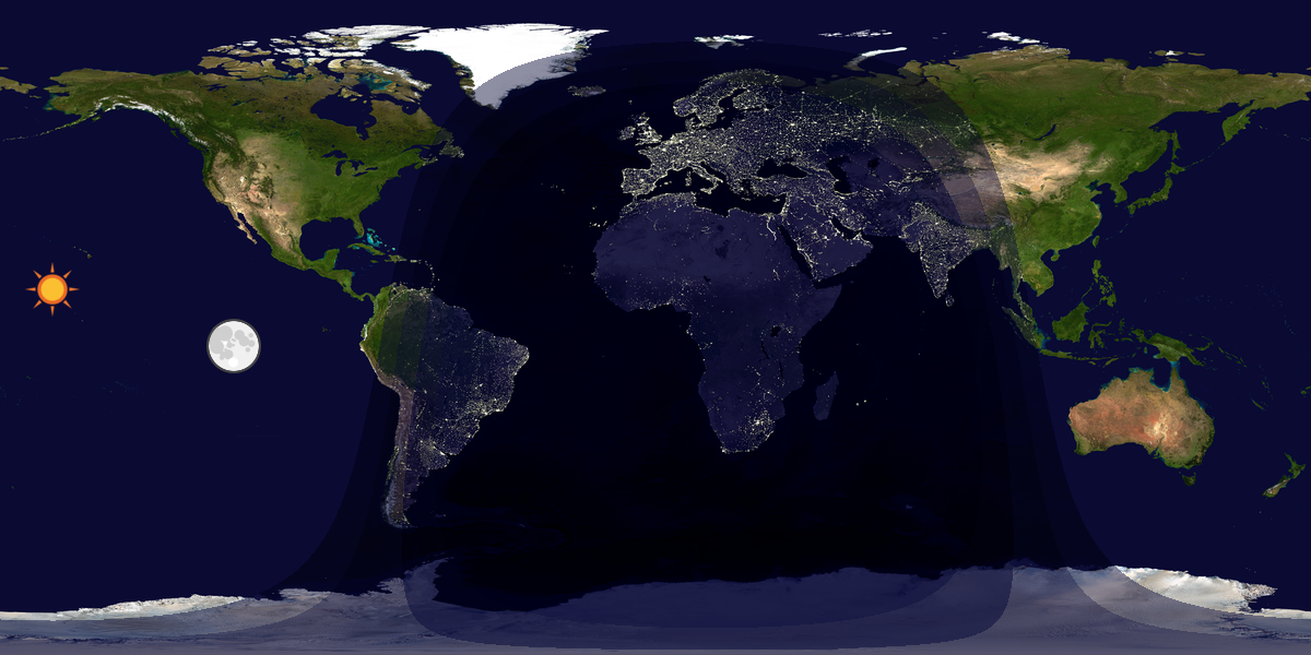 Verdenskart som viser dag og natt 