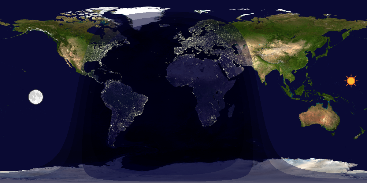 Verdenskart som viser dag og natt 
