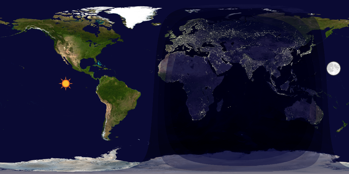 Verdenskart som viser dag og natt 