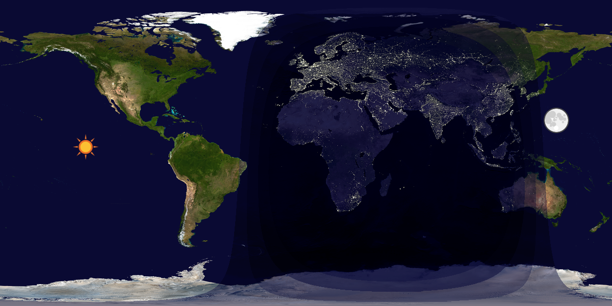 Verdenskart som viser dag og natt 