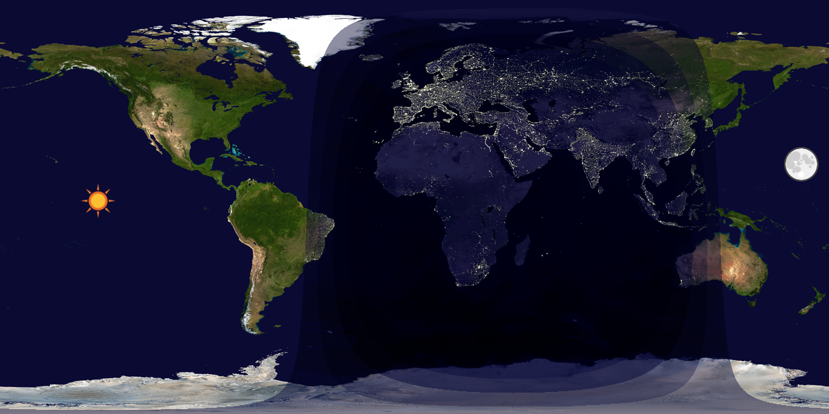 Verdenskart som viser dag og natt 
