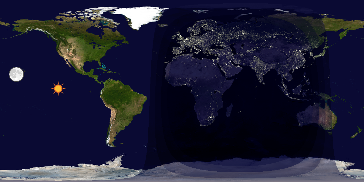 Verdenskart som viser dag og natt 