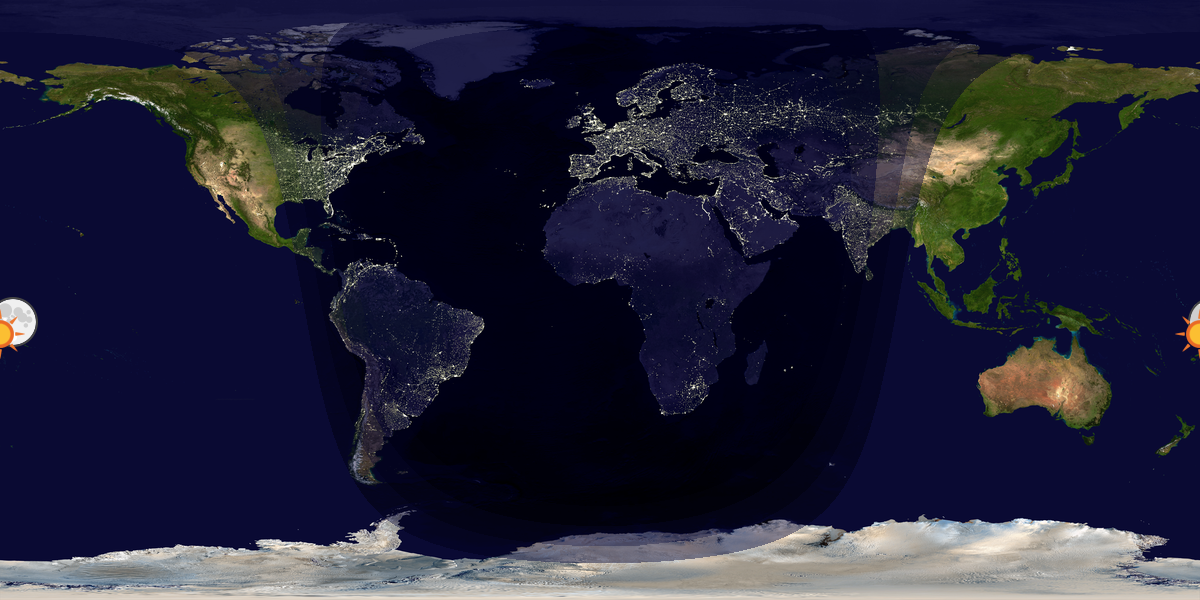 Verdenskart som viser dag og natt 