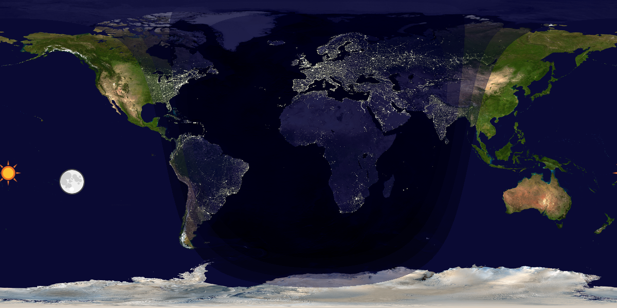 Verdenskart som viser dag og natt 