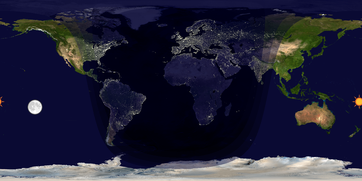 Verdenskart som viser dag og natt 