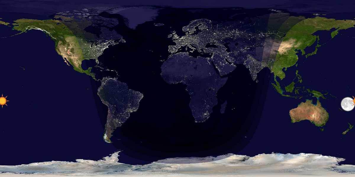 Verdenskart som viser dag og natt 