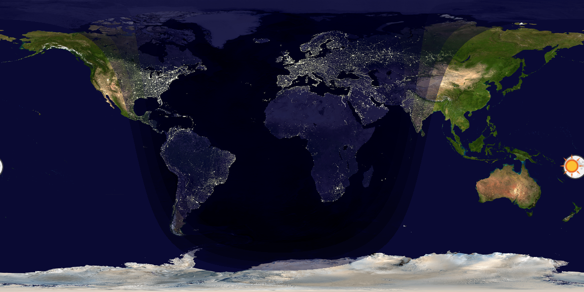 Verdenskart som viser dag og natt 