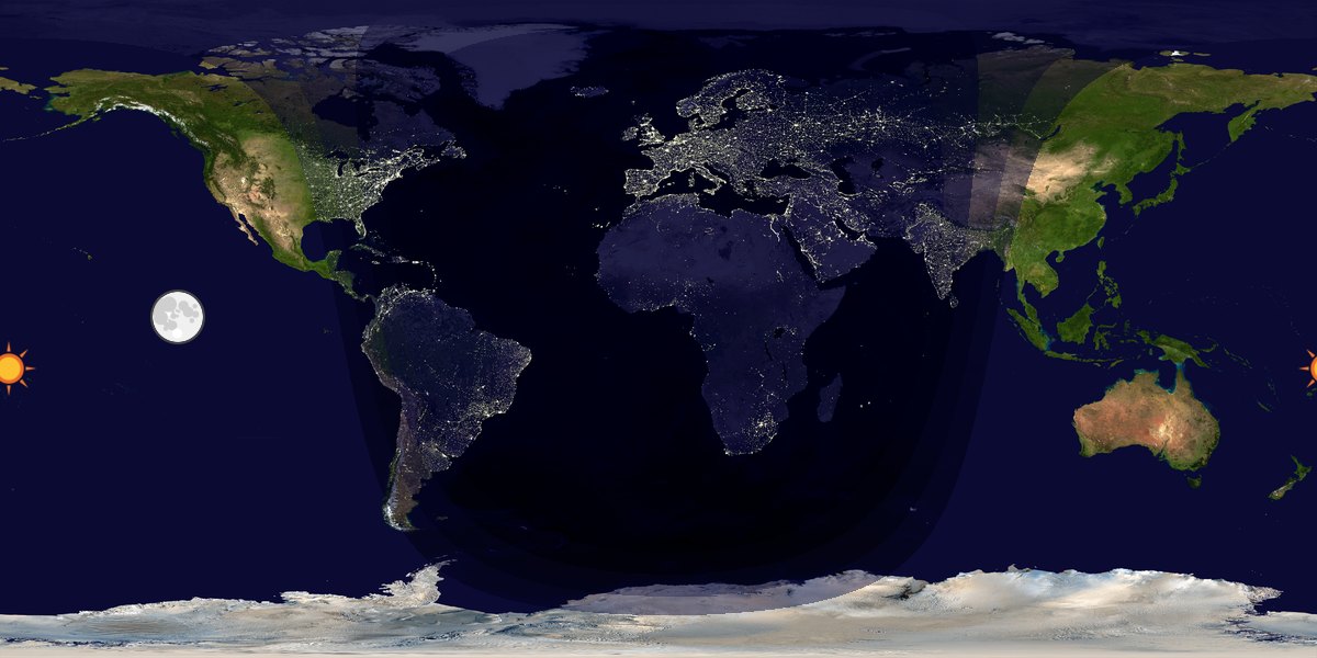 Verdenskart som viser dag og natt 
