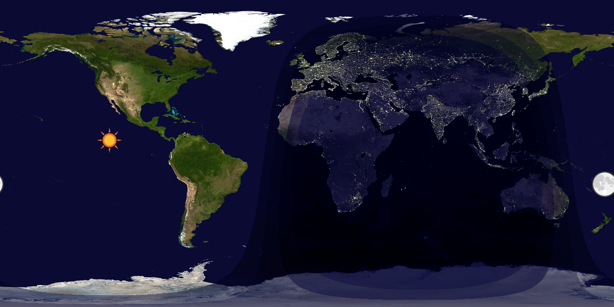 Verdenskart som viser dag og natt 
