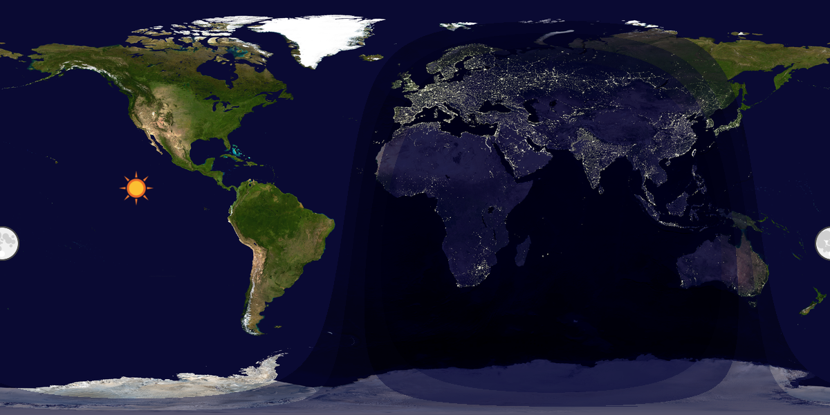 Verdenskart som viser dag og natt 