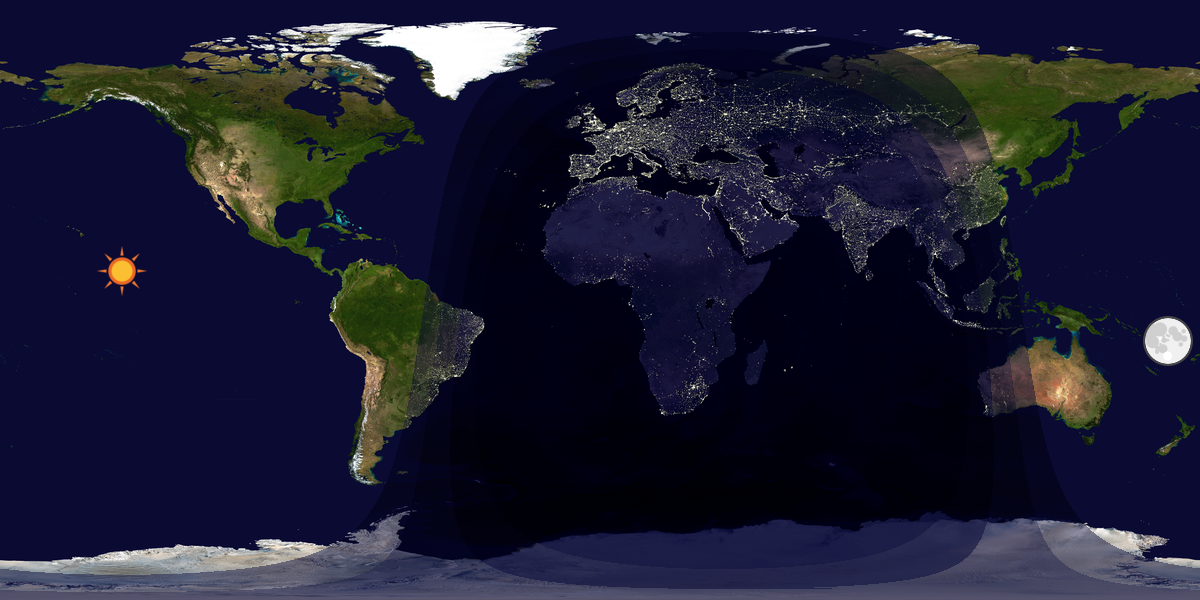 Verdenskart som viser dag og natt 