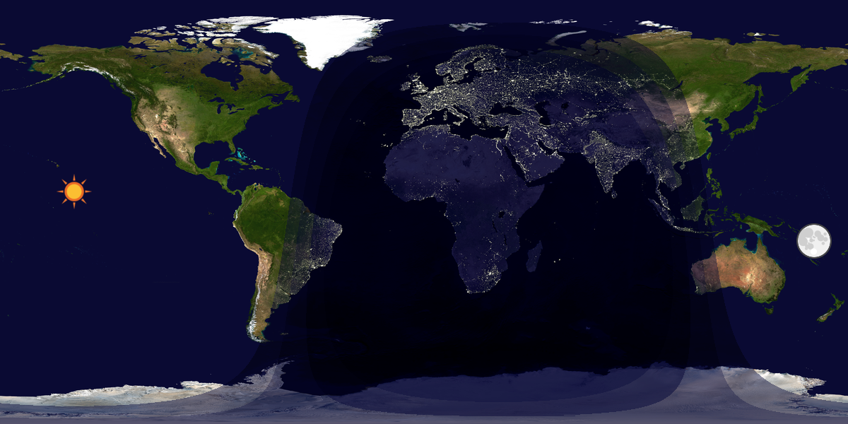 Verdenskart som viser dag og natt 