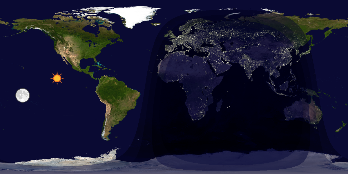 Verdenskart som viser dag og natt 