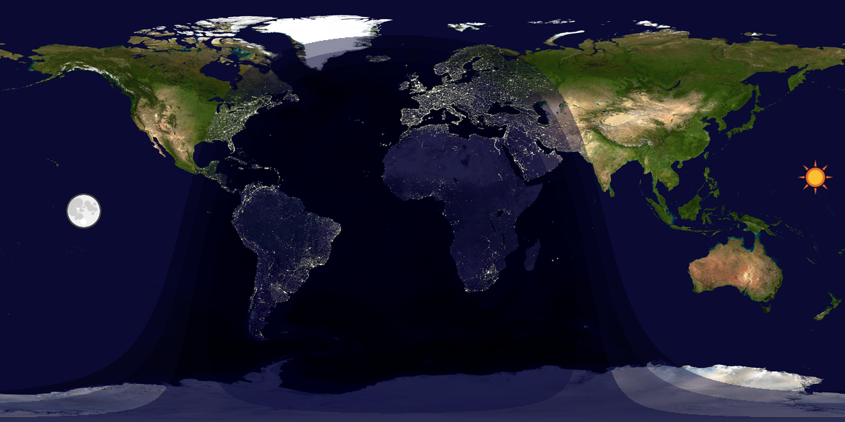 Verdenskart som viser dag og natt 