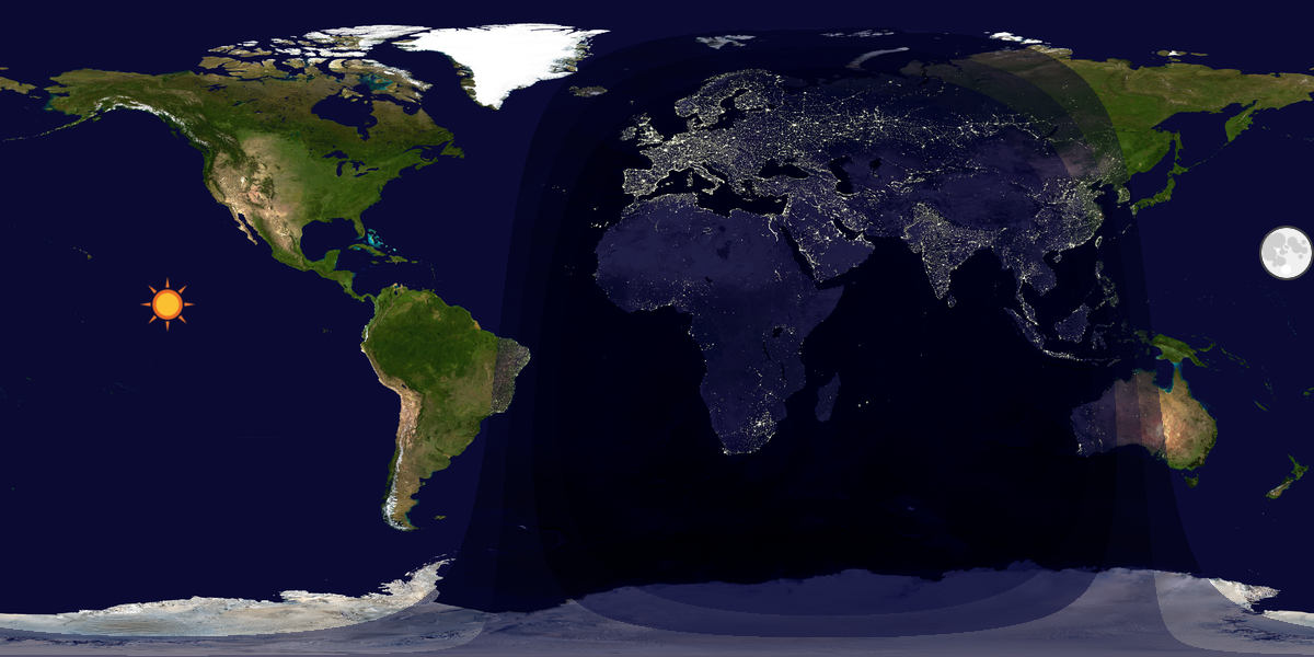 Verdenskart som viser dag og natt 