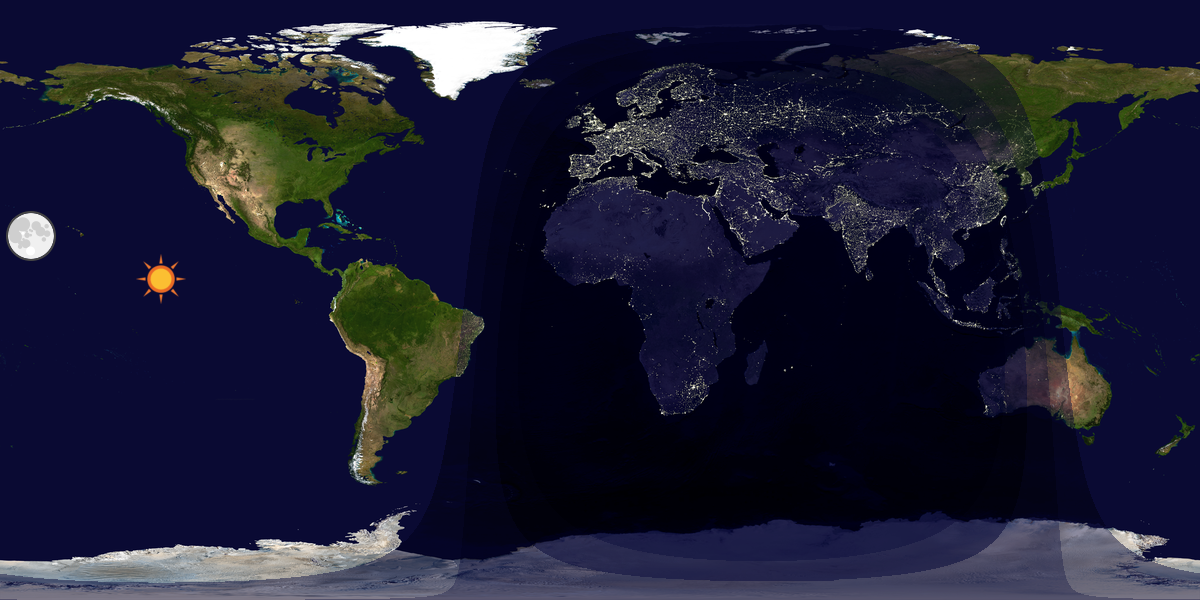 Verdenskart som viser dag og natt 