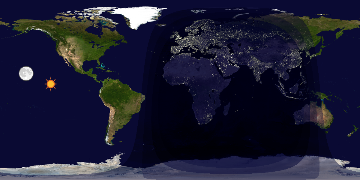 Verdenskart som viser dag og natt 