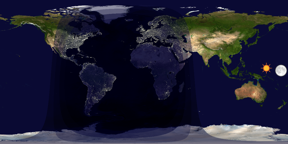 Verdenskart som viser dag og natt 