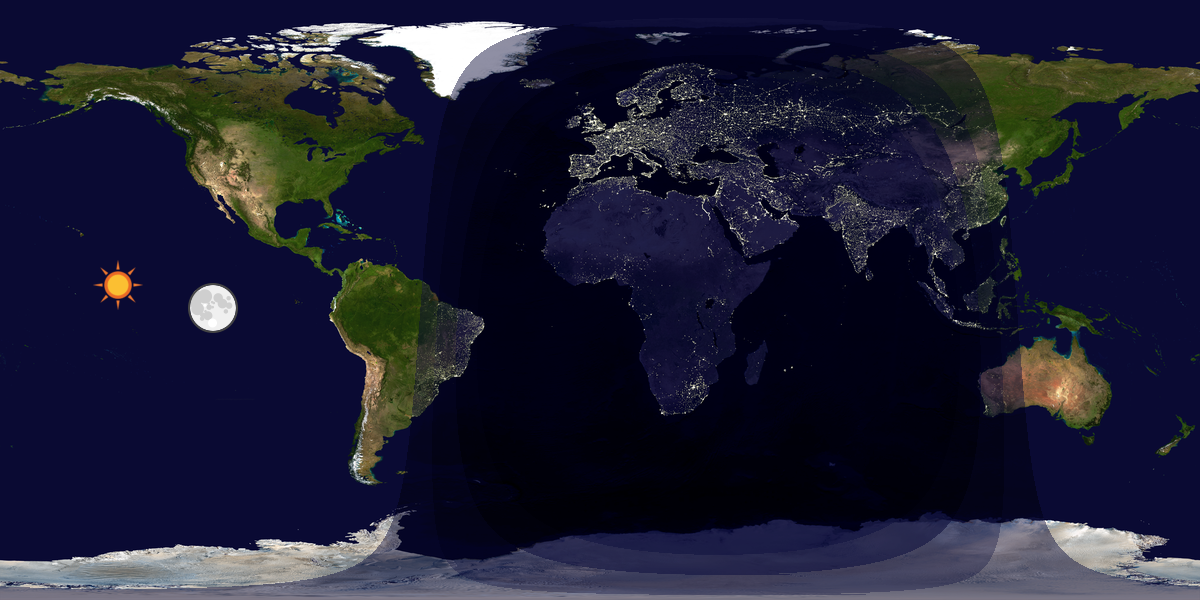 Verdenskart som viser dag og natt 