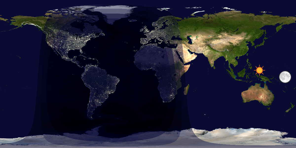 Verdenskart som viser dag og natt 