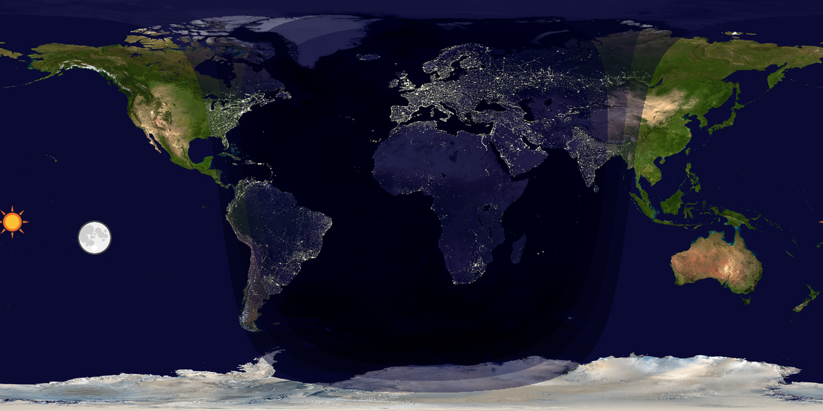 Verdenskart som viser dag og natt 