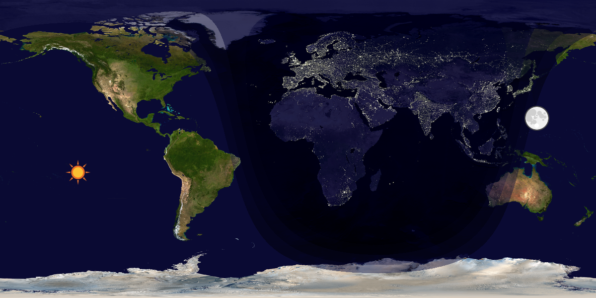Verdenskart som viser dag og natt 