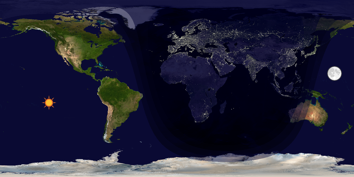 Verdenskart som viser dag og natt 