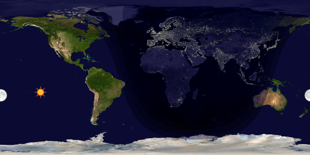 Verdenskart som viser dag og natt 