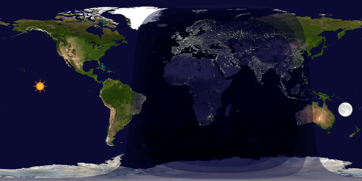 Verdenskart som viser dag og natt 