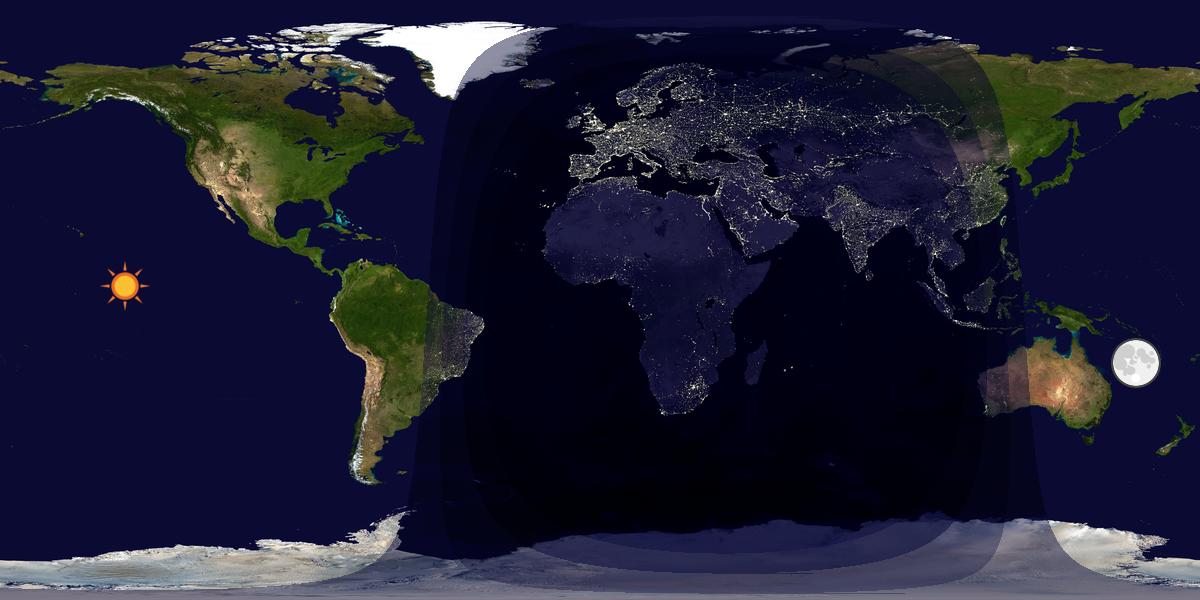 Verdenskart som viser dag og natt 