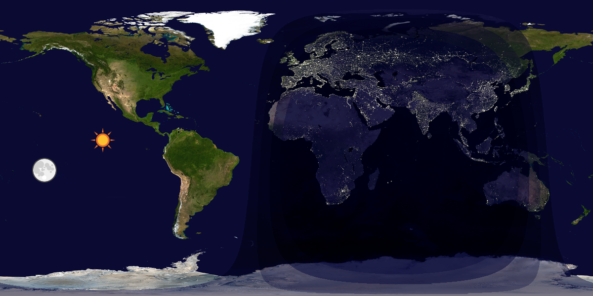 Verdenskart som viser dag og natt 