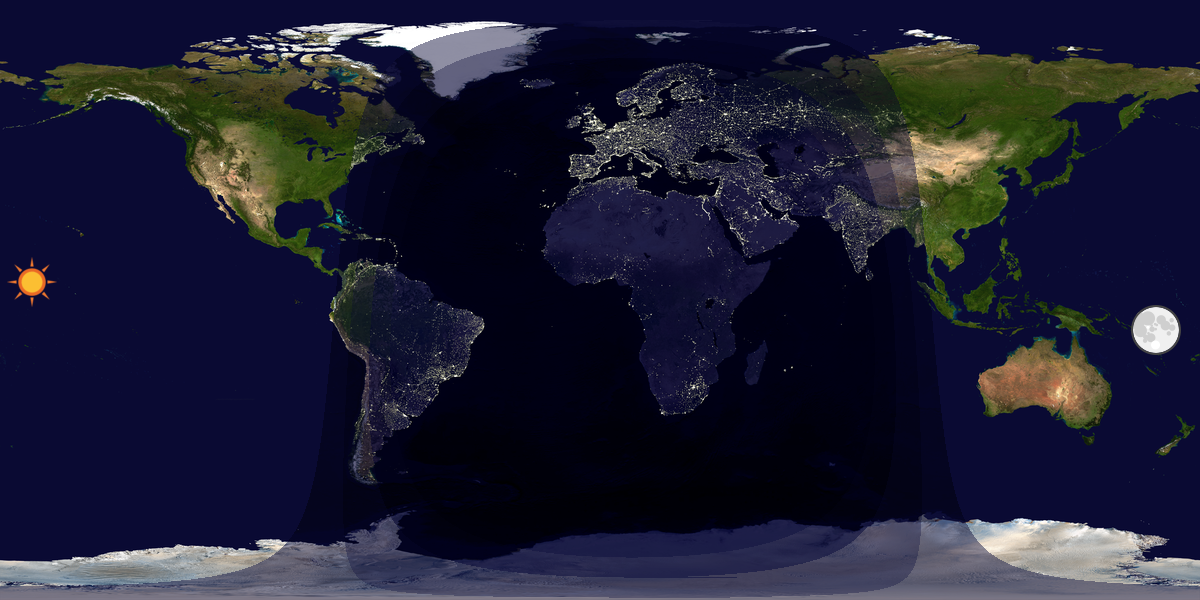 Verdenskart som viser dag og natt 