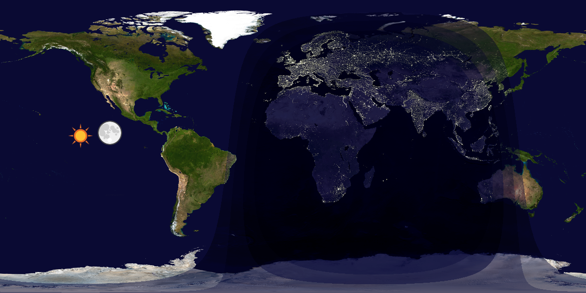 Verdenskart som viser dag og natt 