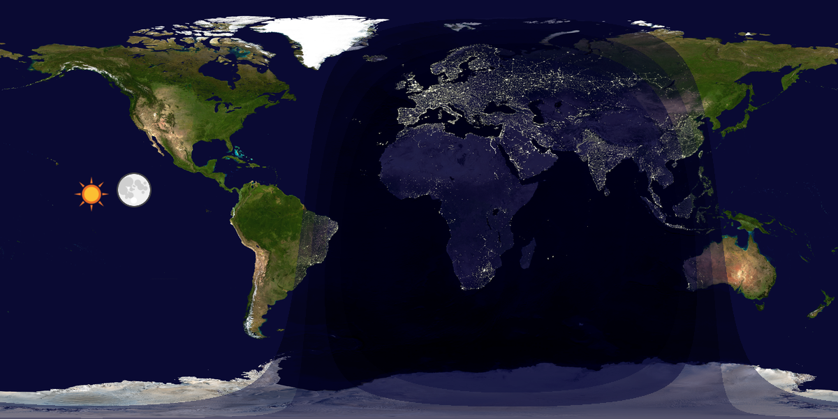 Verdenskart som viser dag og natt 